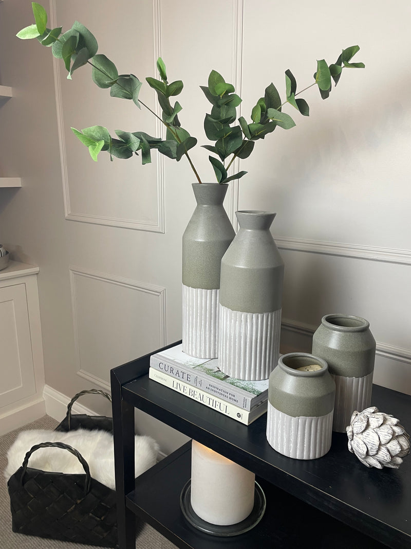Medium Grey Two Tone Ceramic Olpe Vase