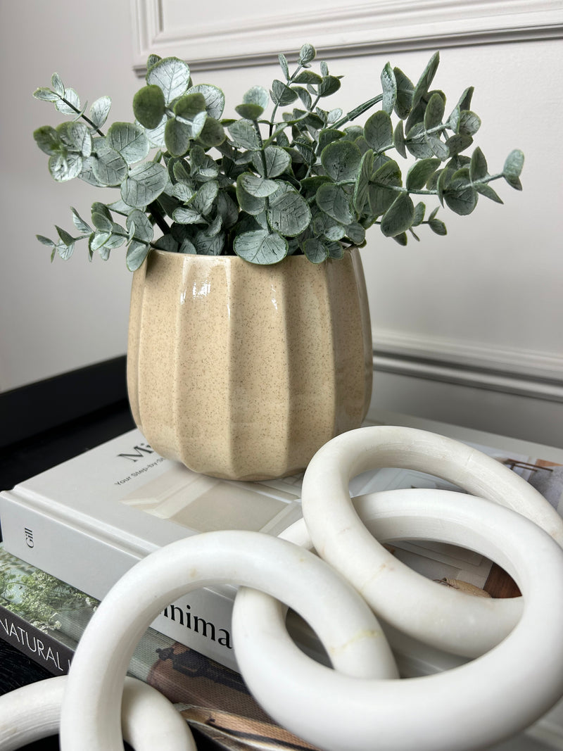 Ribbed Natural Tone Ceramic Plant Pots 4 colours