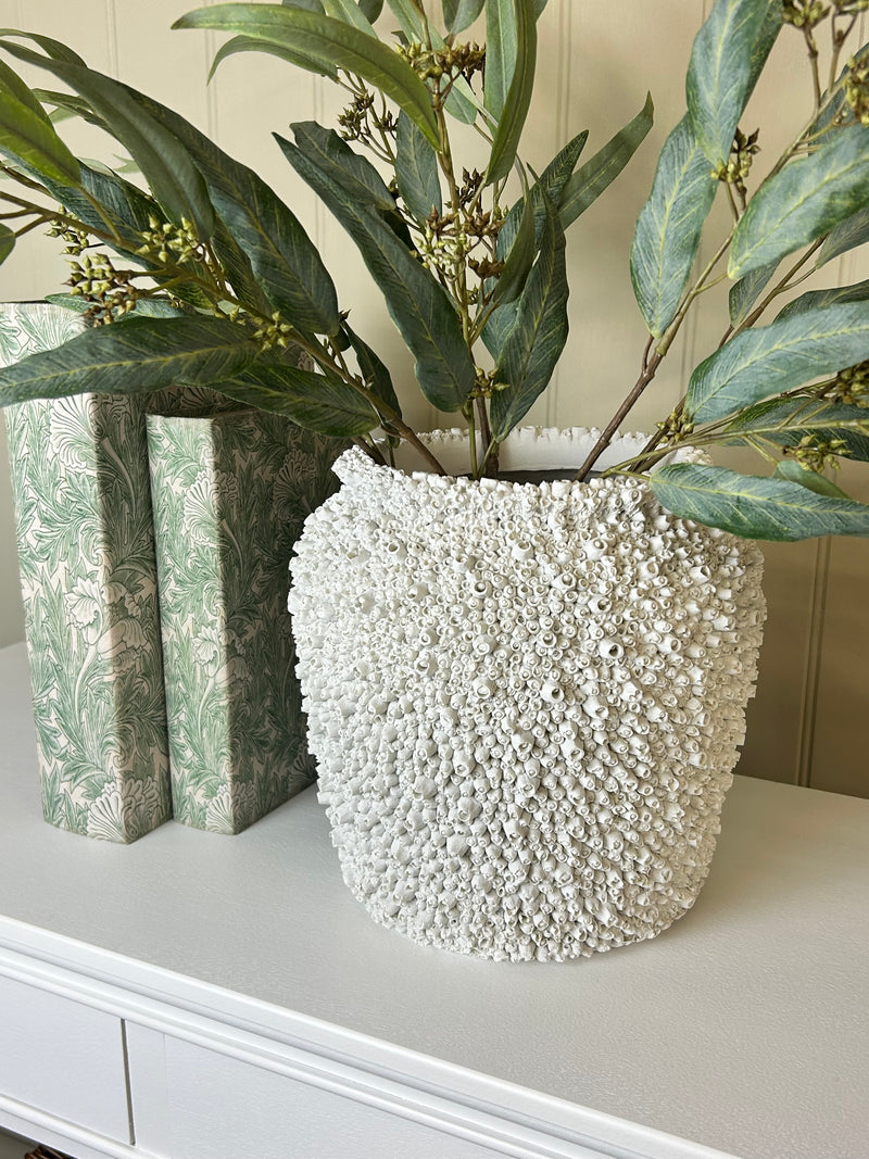 White Barnacle coral Textured chunky Vase 24cm Tall