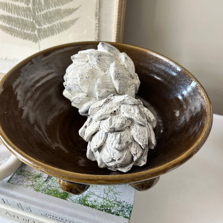 Mahogany brown ceramic terracotta bobble bowl
