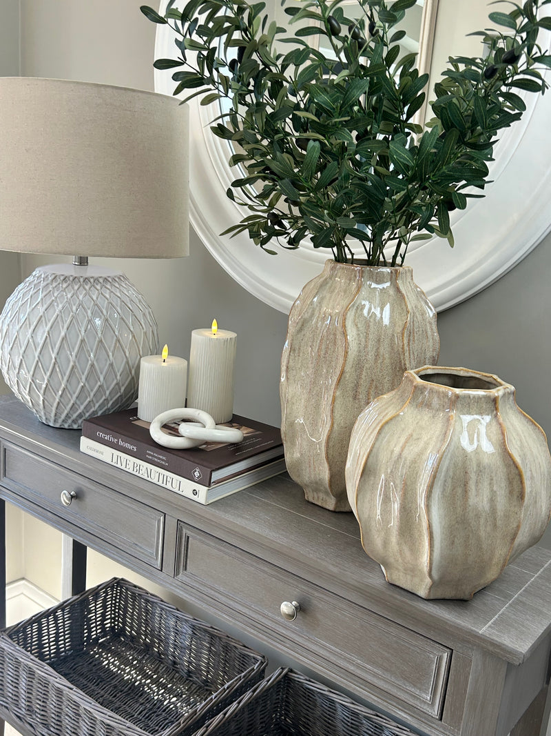 Seed pod textured ceramic vase brown beige neutral 2 sizes