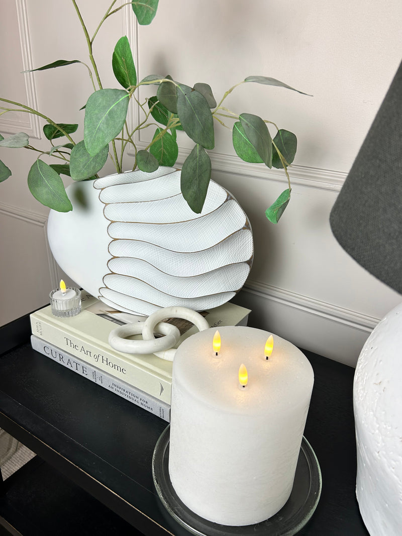 Wave brown and off white textured vase