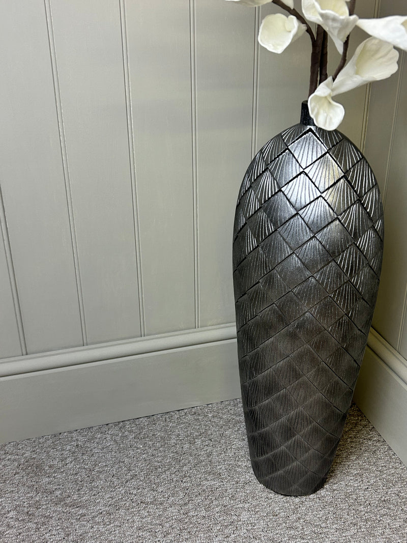 Gunmetal textured vase tall 62cm