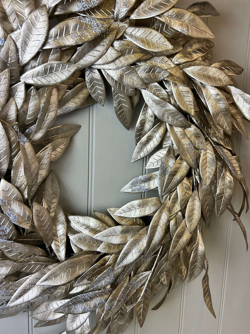 Large Golden Eucalyptus Leaf Wreath 60cm