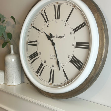 Round Wood and White Clock 68cm