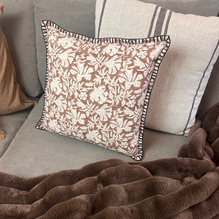 Puawai brown dark rust cushion cover 45cm