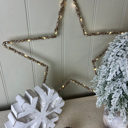 Gold LED star battery 39cm