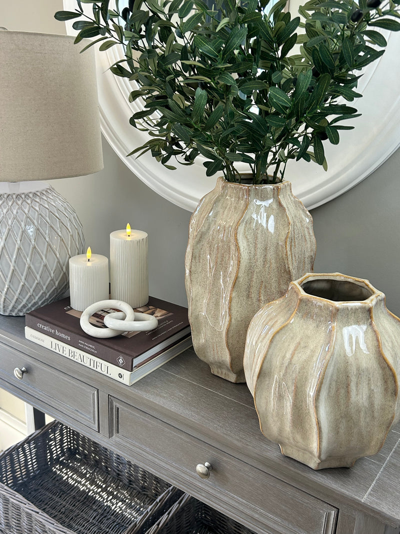 Seed pod textured ceramic vase brown beige neutral 2 sizes