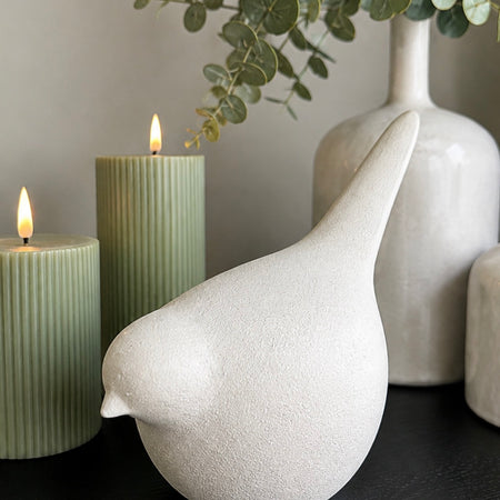 White large ceramic sparrow decoration 18cm