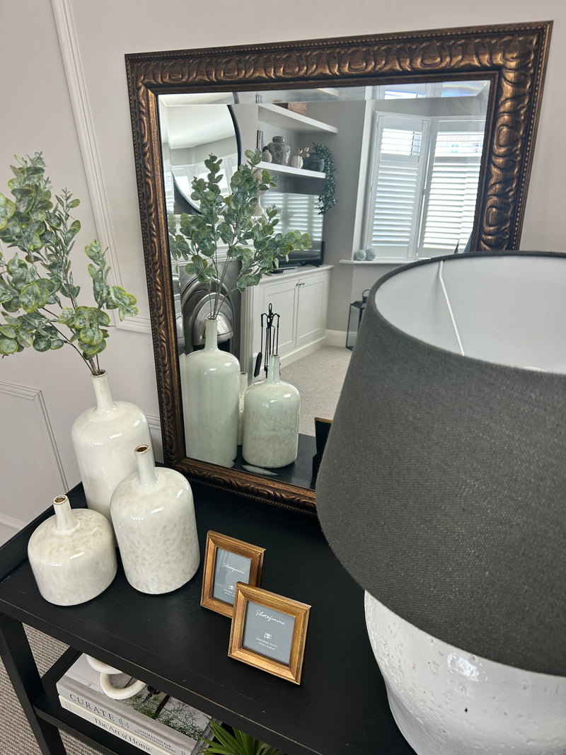 Gold bronze patterned chunky mirror 61x76cm