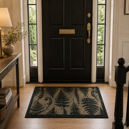 Green Fern Print Washable Door Mat rug doormat50x75cm