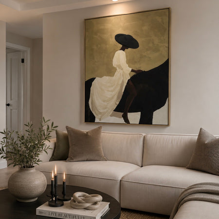 The ‘Vivian’ woman on horse modern framed canvas 140x100