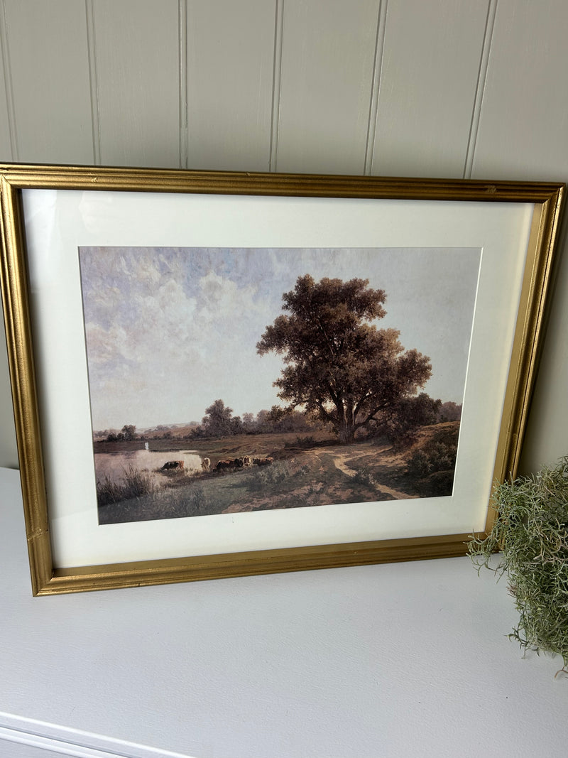 Countryside gold framed prints 2 styles antique look