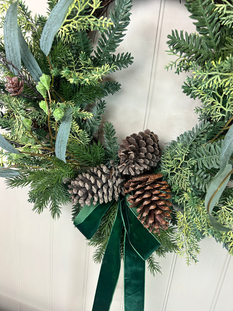 Pine Foliage Bow Wreath 60cm