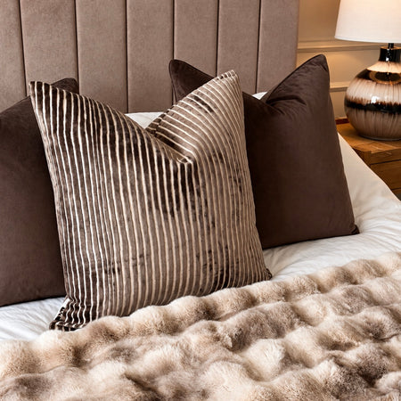 Amalfi chocolate brown stripe cushion 2 sizes 58cm 45cm