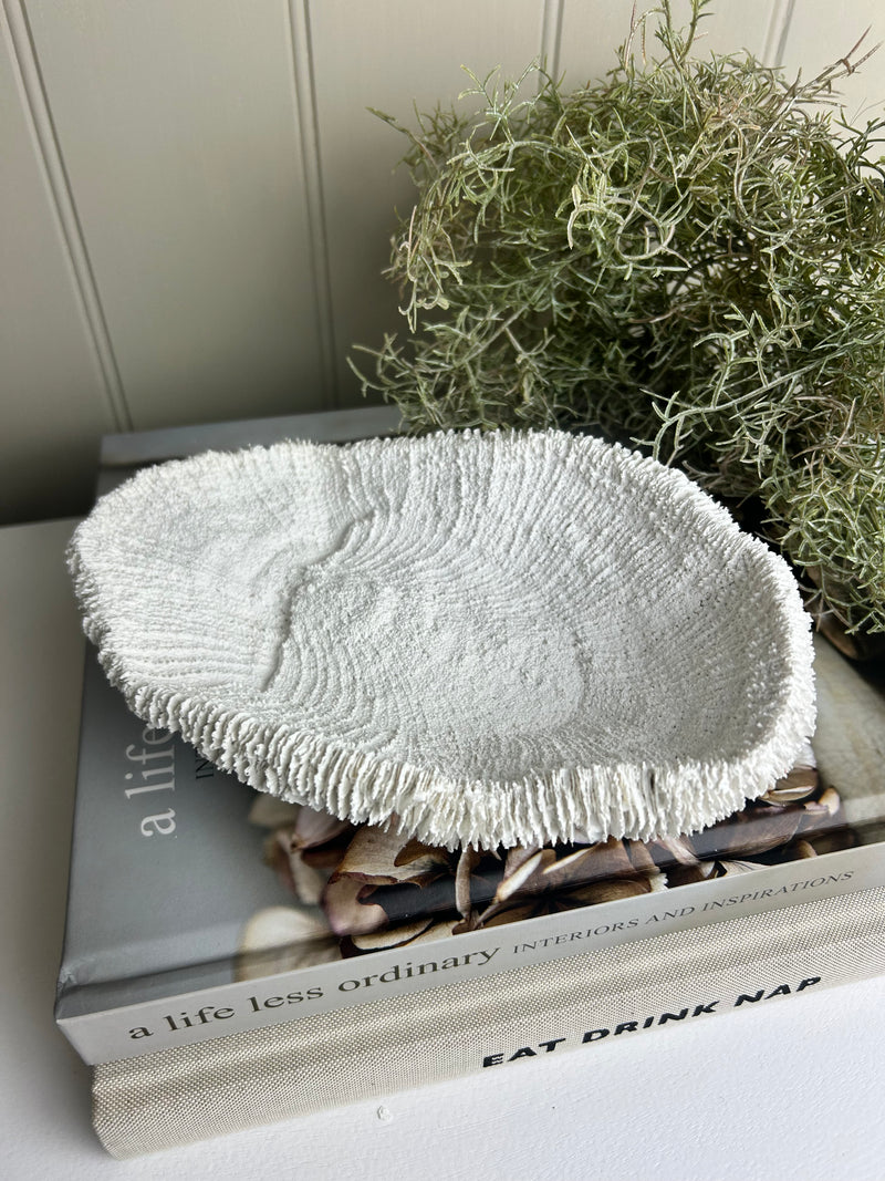 White Textured Coral Shell Dish 20cm