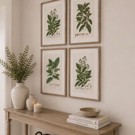 Large Botanical floral perennial rustic wooden framed prints 4 styles