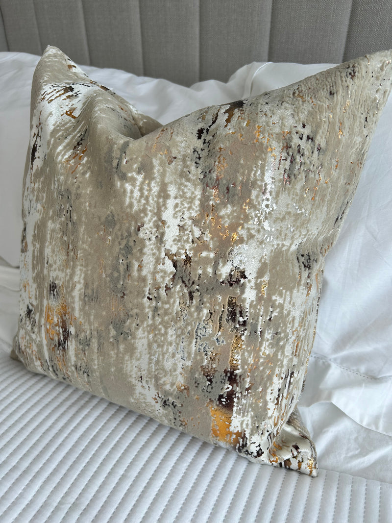 Torcello Natural Taupe beige Bronze Gold Feather Cushion 45cm & 56cm