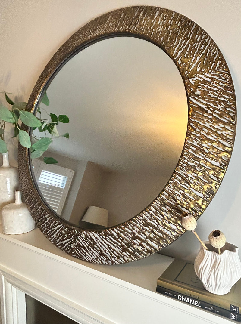 Wood bobble beaded edge mirror arch