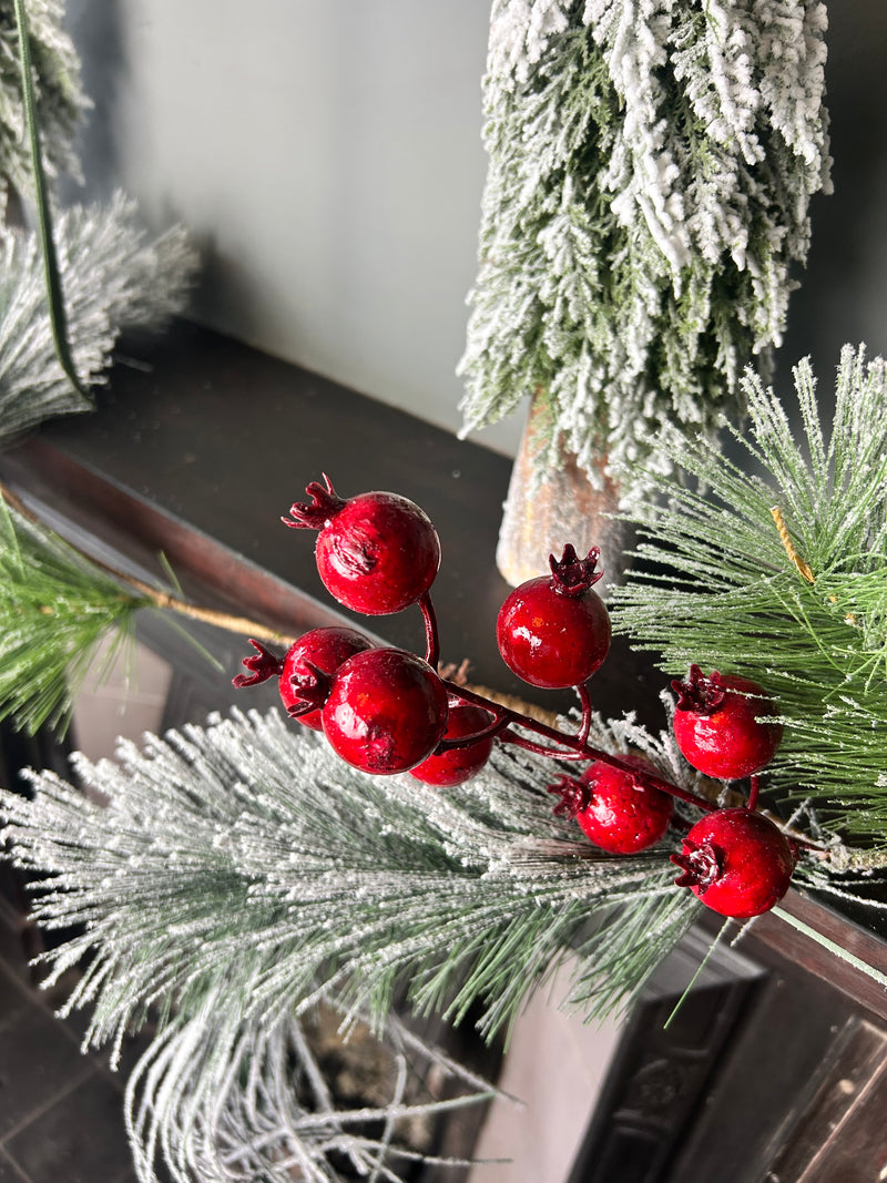 Large thick Red Berry Frosted Garland