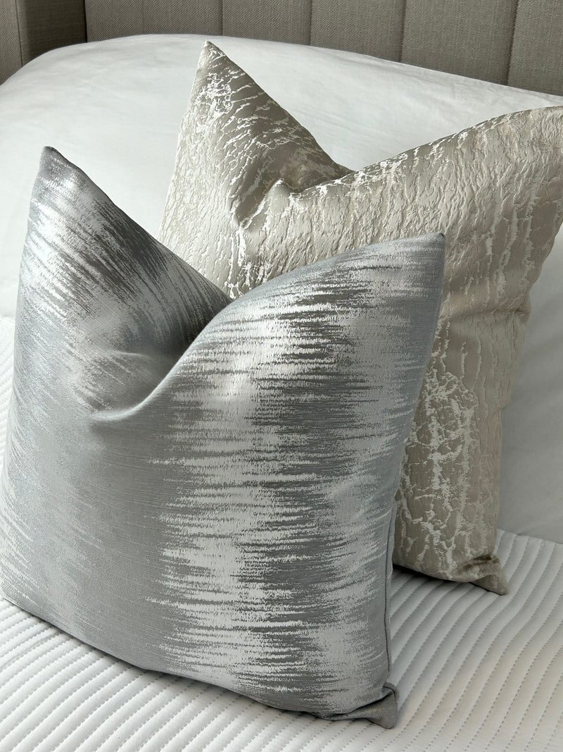 Equinox Natural grey Zig Zag Feather Filled Cushion 43cm x 43cm