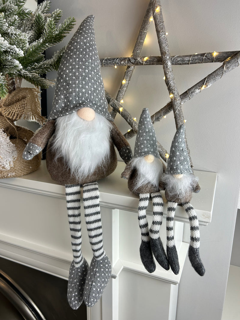 Beige Grey Fabric Sitting Gonk 3 Sizes Available