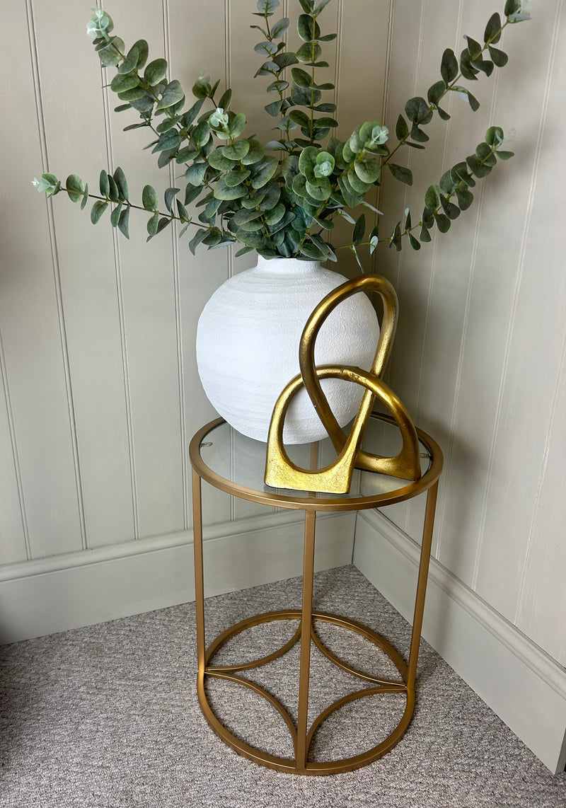 Gold glass round side table