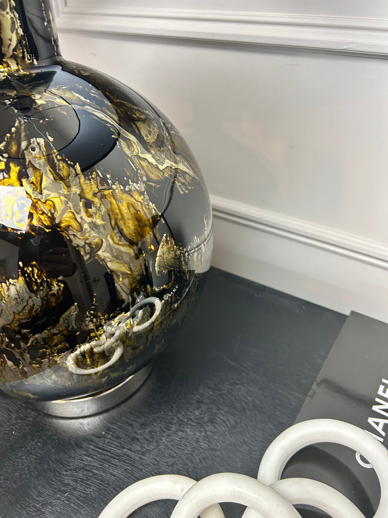 Bronze black gold silver glass abstract lamp with black shade