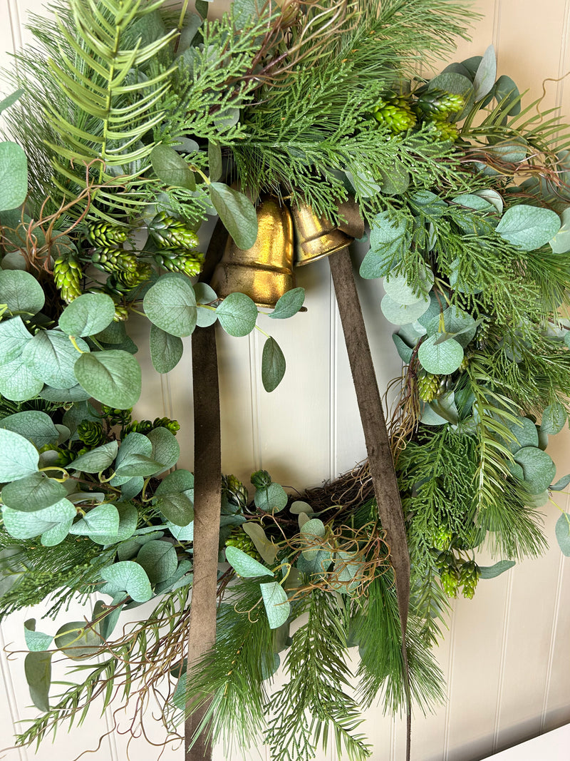 Extra Large Mixed foliage Green leaf & Fir Foliage Wreath 80cm