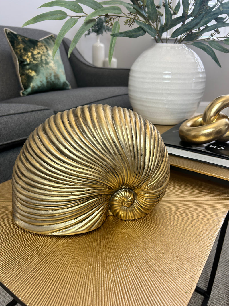 Gold sea snail shell ornament