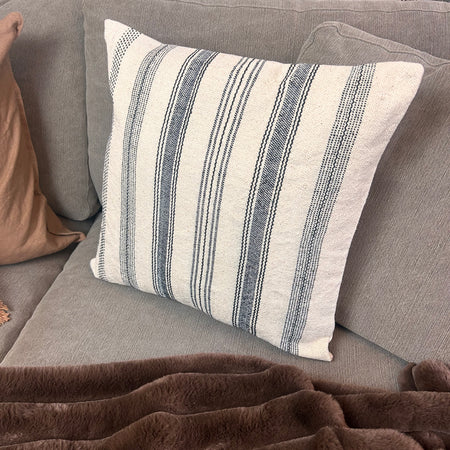Joris black rustic stripe 45cm cushion cover