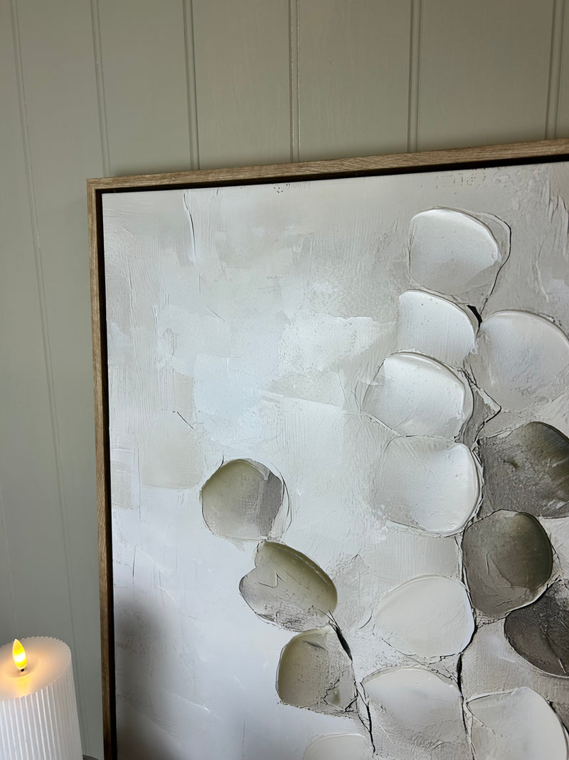 Mistora leaf eucalyptus stem floral hand painted picture framed art 80x80