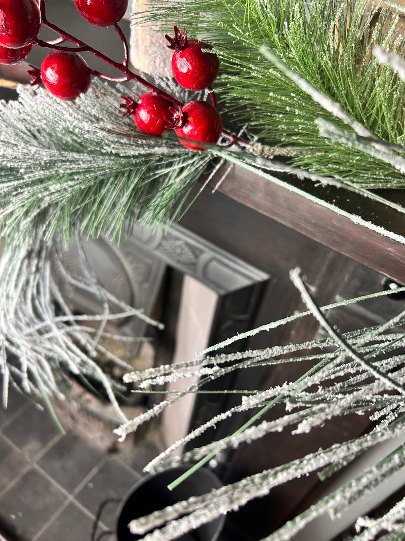 Large thick Red Berry Frosted Garland