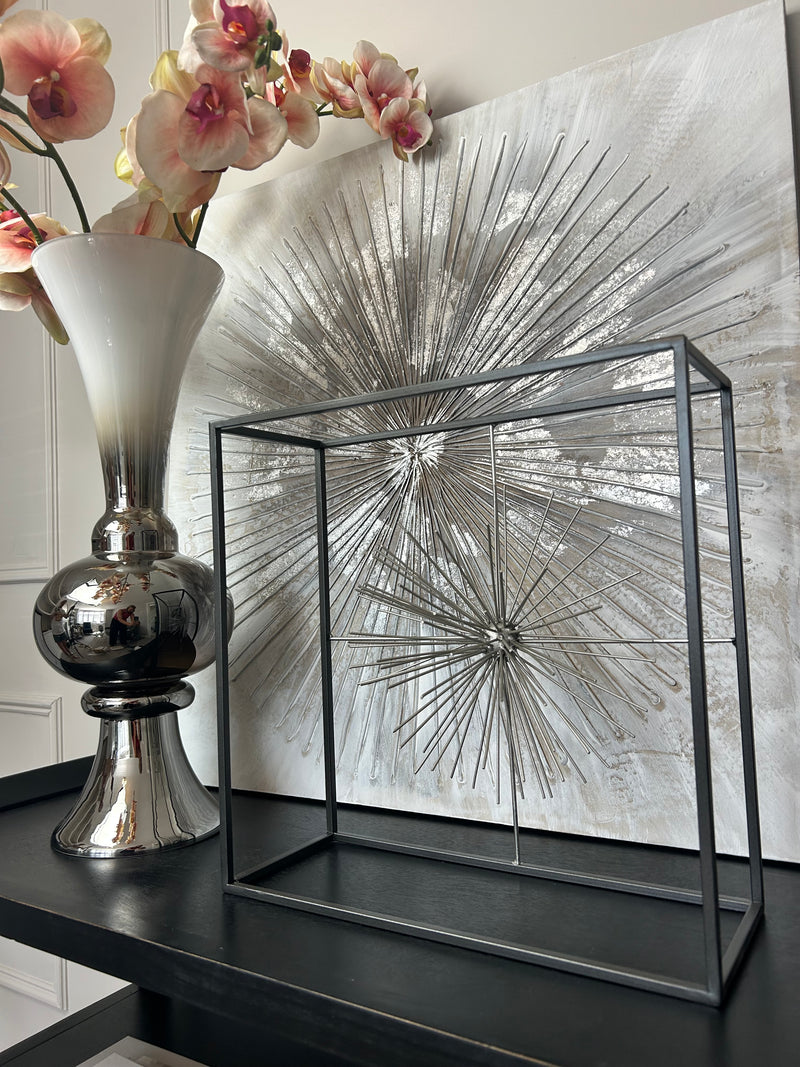 Large Starburst square metal standing decoration 40cm