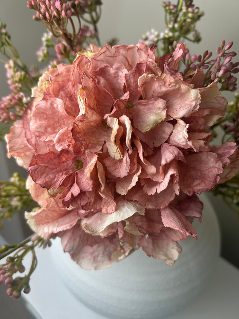 Real feel ruffled blush pink hydrangeas 52cm