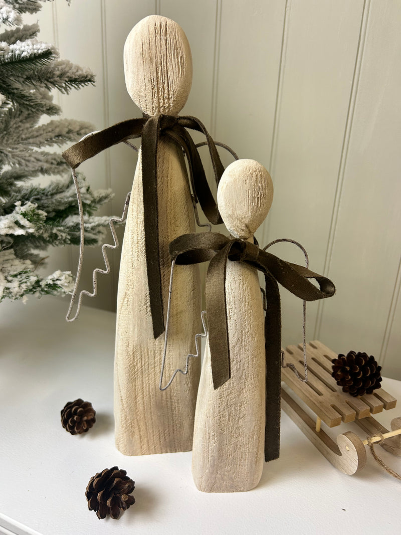 Wood and metal tall standing angel 2 sizes