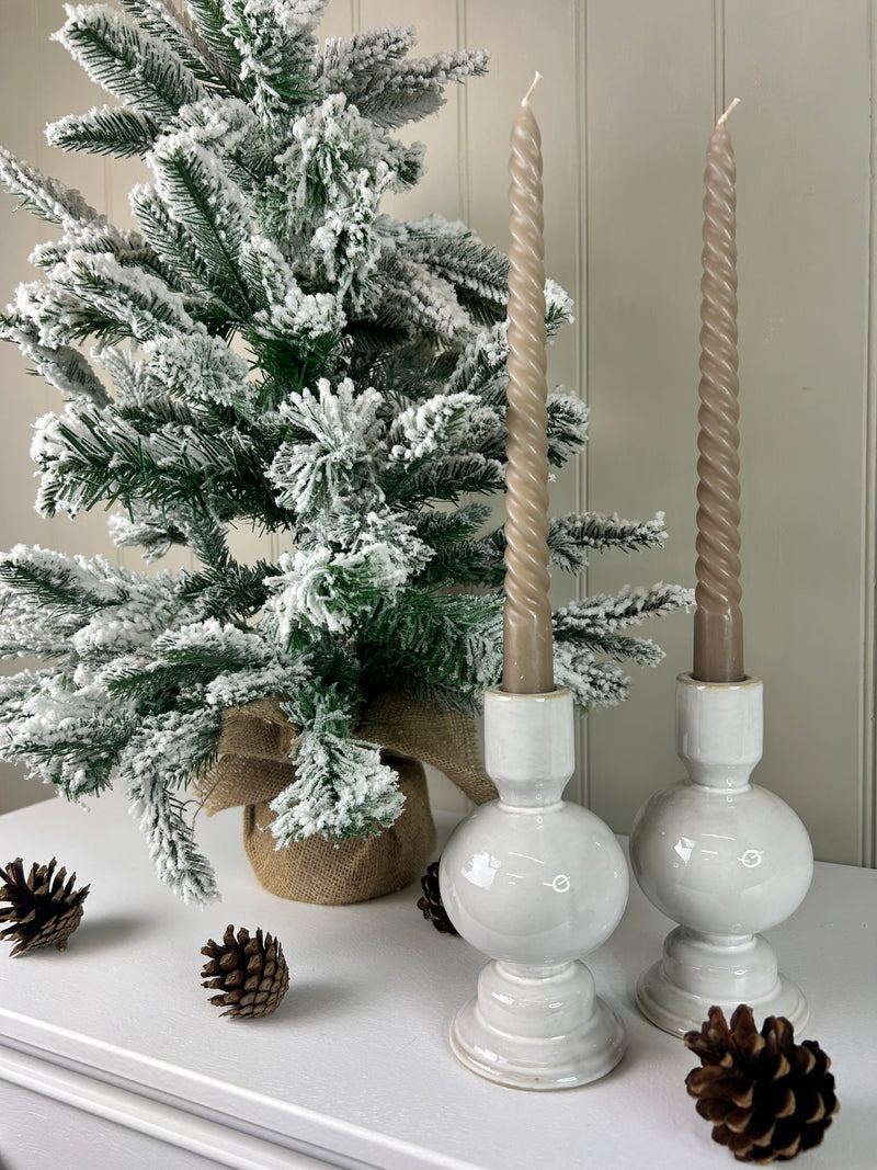 Glazed Ceramic Candle Holder with Textured Detail, 2 Styles