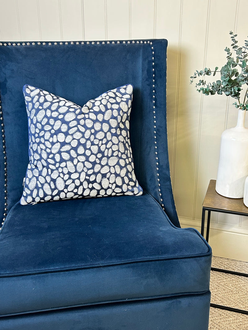 Navy Grey Pebble Texture Cushion 43cm