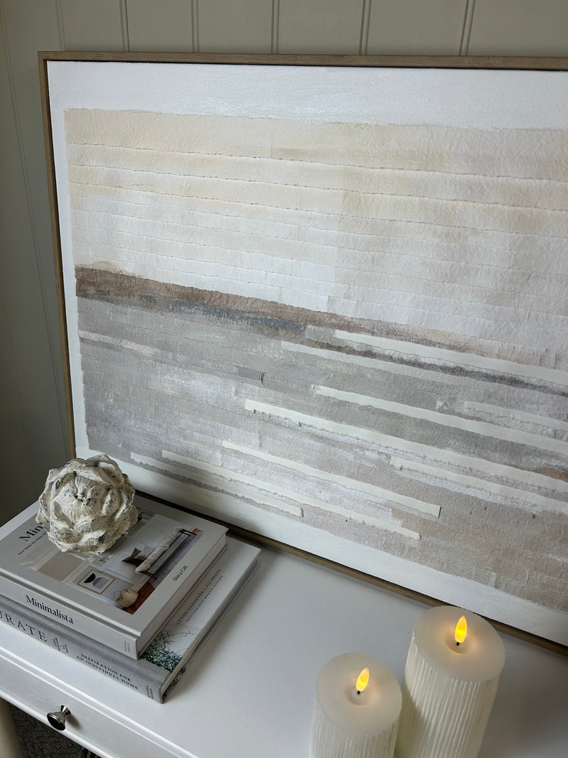Organic oblong textured framed art landscape 120x60