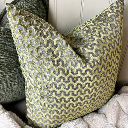 Oslo luxury Olive Green textured print luxury cushion 43cm