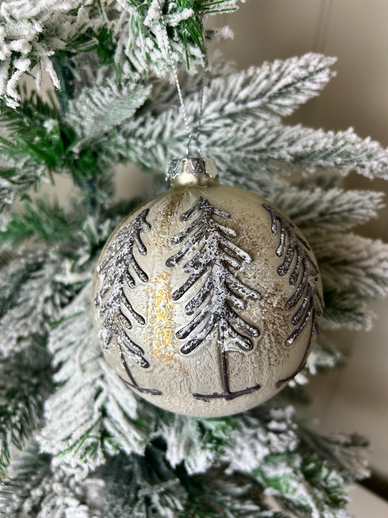 Silver champagne gold woodland tree hanging bauble