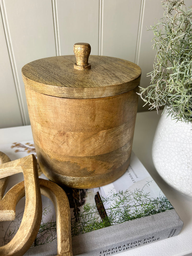 Wooden storage pot jar with lid