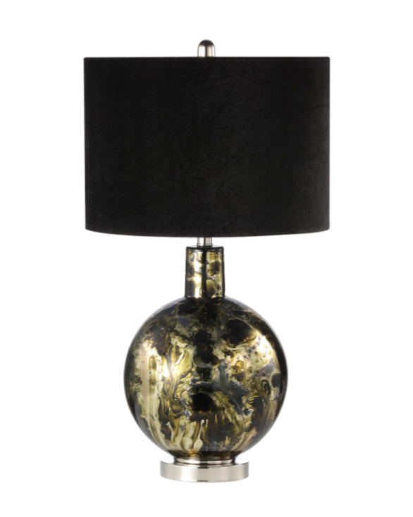 Bronze black gold silver glass abstract lamp with black shade