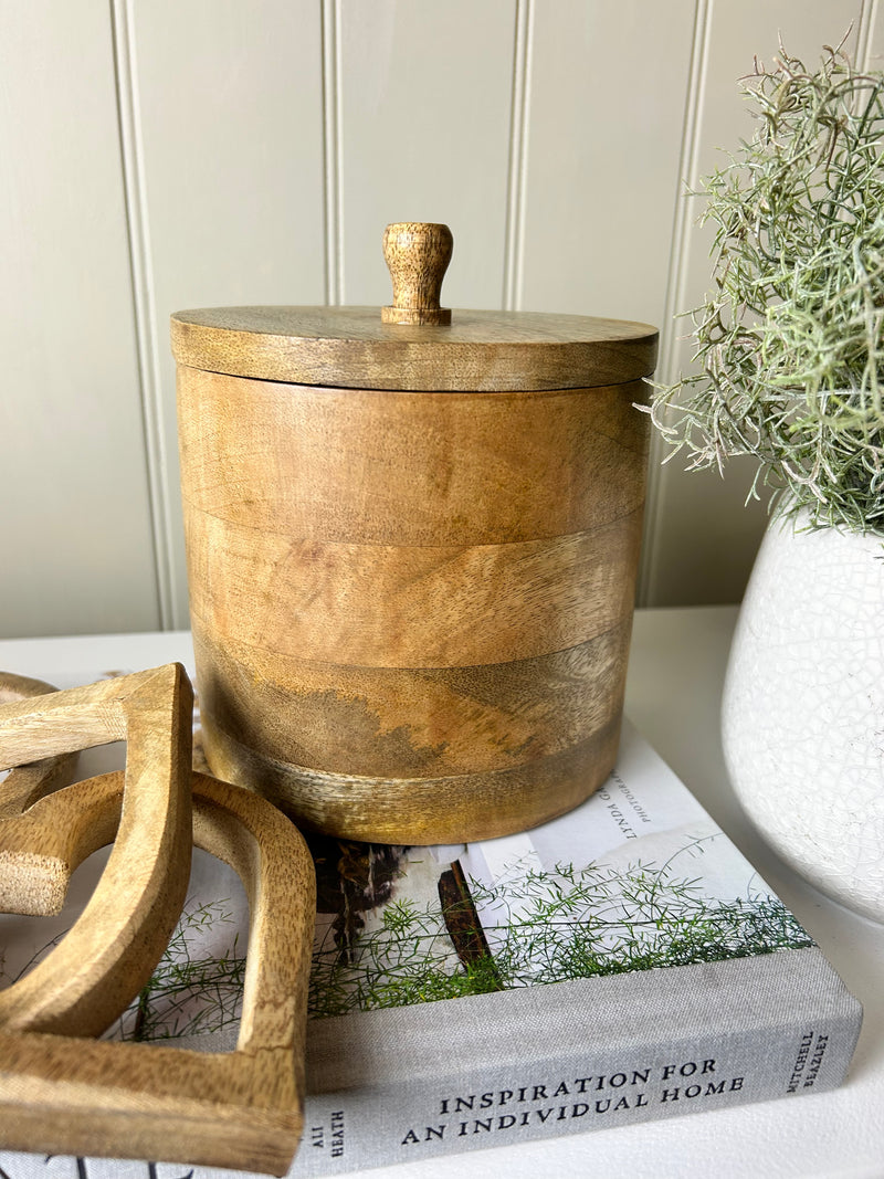 Wooden storage pot jar with lid