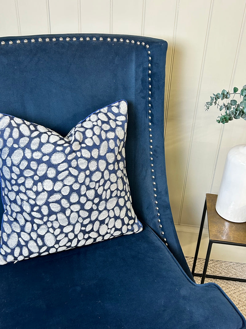 Navy Grey Pebble Texture Cushion 43cm