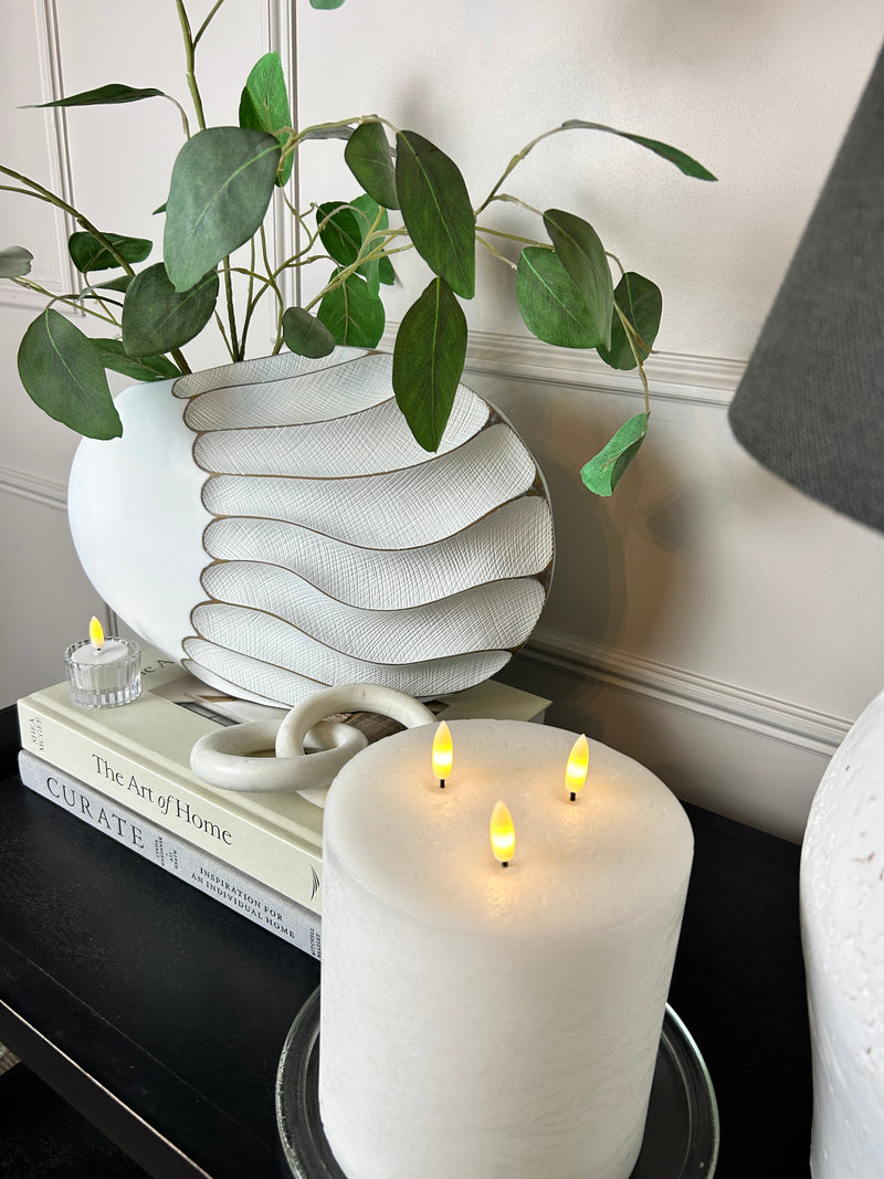 Wave brown and off white textured vase