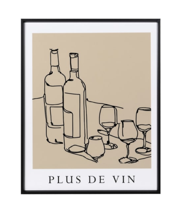 ‘Plus De Vin’ Black wine Frame Print