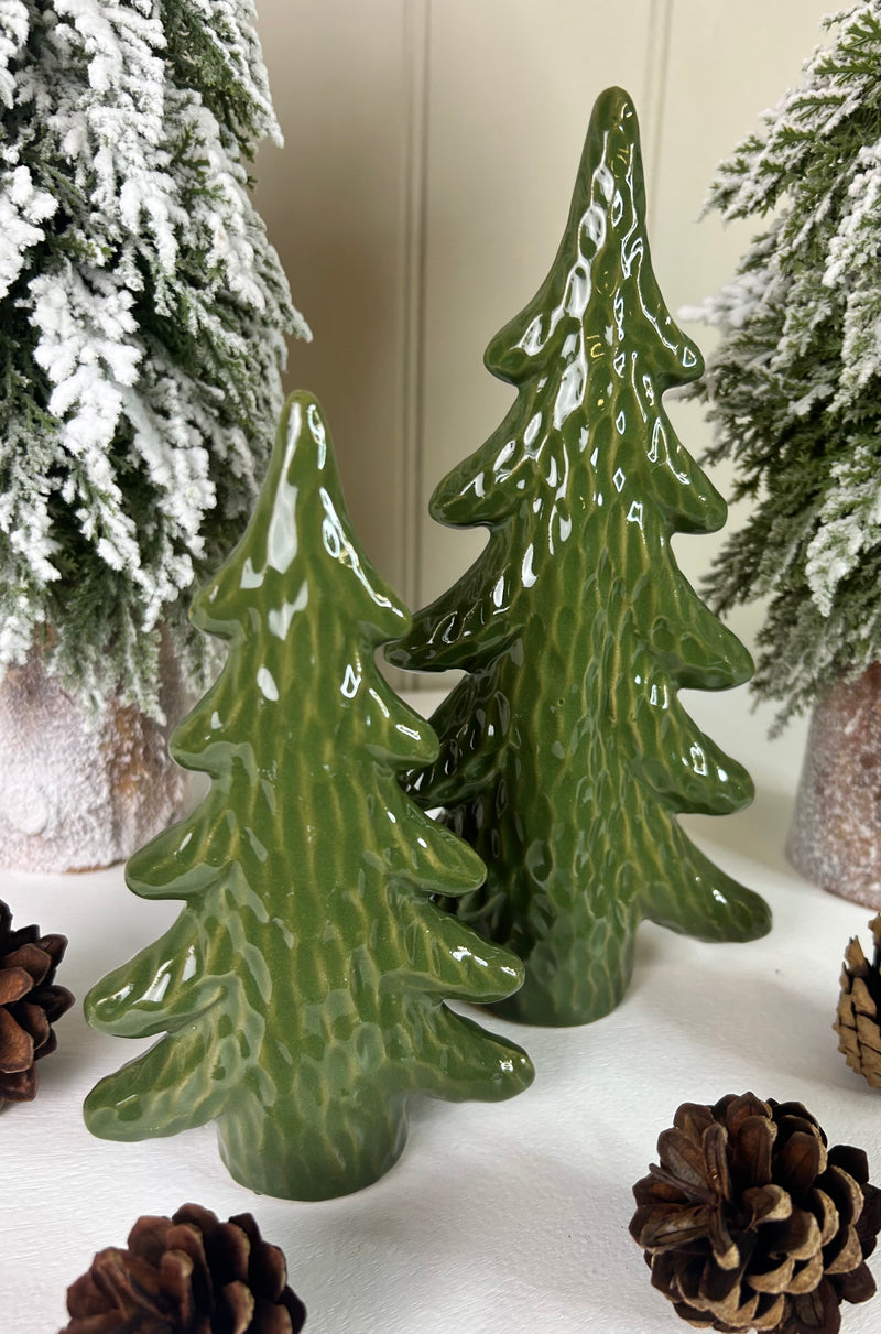 Green Dimpled Ceramic Christmas tree, 2 Sizes