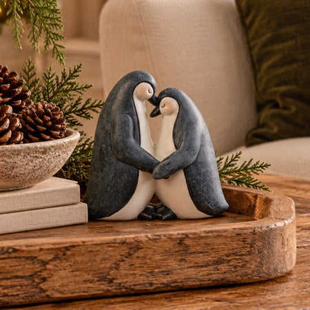Cute couple ceramic penguin ornament 12cm
