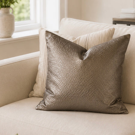 Bronze champagne metallic textured cushion